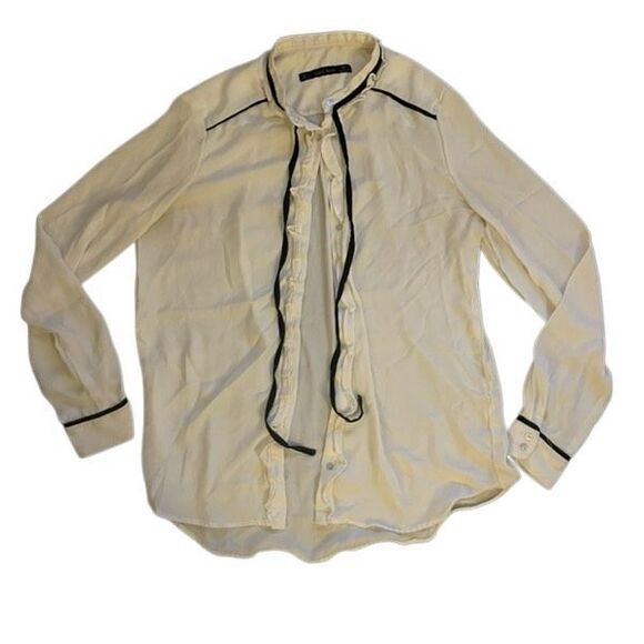 Zara Basic Ruffle Detail Button Down Shirt - Picture 5 of 10